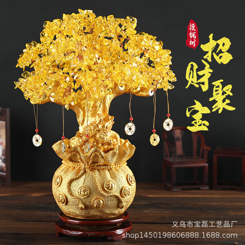 Factory direct crystal fortune tree money bag tree fortune tree business craft gift ornaments
