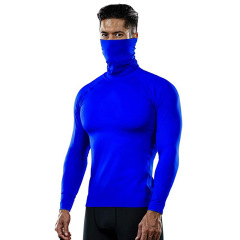 Outdoor sports long-sleeved high collar fitness muscle compression base shirt quick-drying breathable men's soft T-shirt
