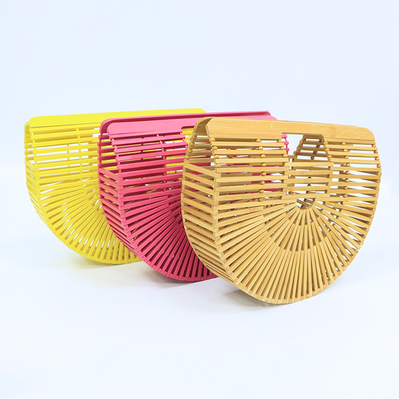 Bambuk toxunma çimərlik çantası, əl işi oval model