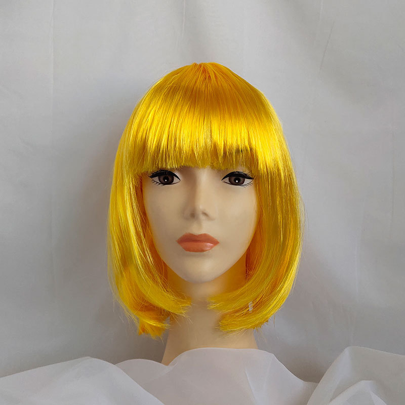 Suministro transfronterizo Carnaval Qi Bangs estudiante Festival de Pelo colorido BoBo cabeza Halloween estudiante corto Peluca de pelo tocado image 8