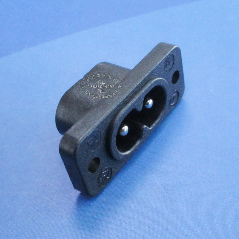 智能灯具两芯AC电源输入插座35*15锁螺尾8字尾充电插座DB-14-7S1