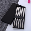 Chopsticks stainless steel, tableware, square non-slip set with laser home use, anti-scald