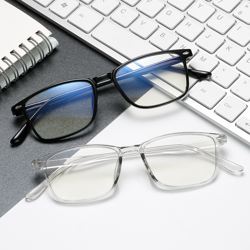 New Non-Deformable Finished Myopia Glasses for Women Tr90 Blue Film Myopia Glasses Flat Glasses Anti-Blue Light Frame Glasses