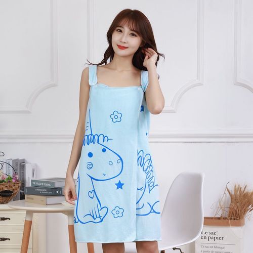 Fiber absorbs water, stylish strap bath robe, sexy cartoon printed beach towel, women's bath robe