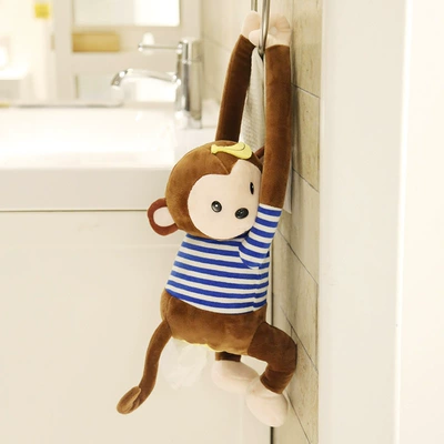 Zhongheng Creative Monkey Tissue Box Car Accessories Hanging Type Car-Mounted Monkey Cartoon Tissue Box (Car tissue box/set) - blue-curry-monkey7369