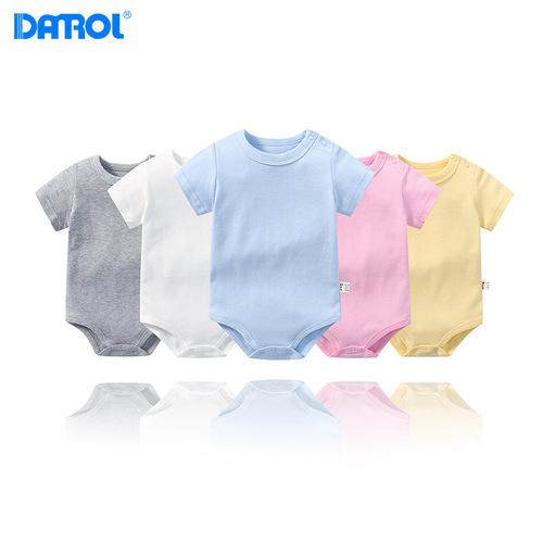 Light plate pure white baby shoulder button short-sleeved triangle hoodie double-sided cotton bottoming bag ass jumpsuit jumpsuit