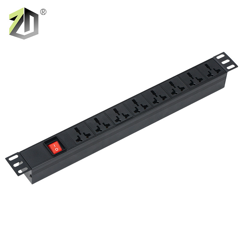 1U8-bit universal power strip 16A with switch cabinet socket power…