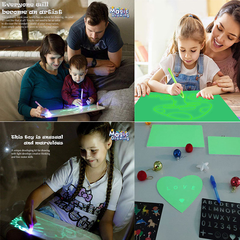 Pizarra mágica LED A3/A4, tablero de dibujo luminoso para niños, juguete creativo y regalo