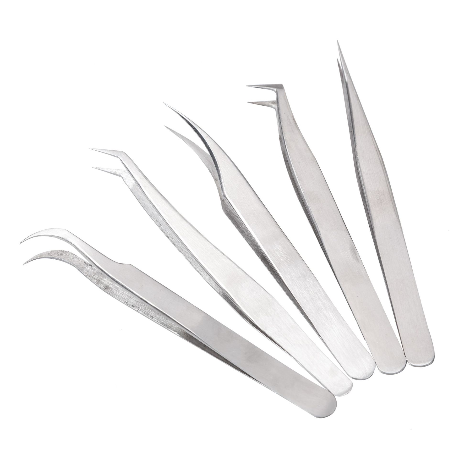 不锈钢镊子拉丝砂光嫁接睫毛镊子金色睫毛金羽夹开花海豚夹镊子