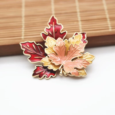 Korean version of spring and autumn Vintage Maple Leaf high-end enamel three-dimensional temperament large brooch necklace clothes decorative pin corsage (Yaxa sancaqları) - brooch