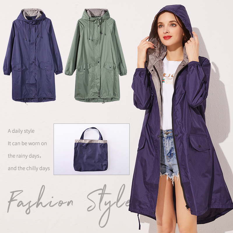 Europe, America, South Korea and Japan Windbreaker Adult Fashion Raincoat Long Amazon AliExpress Women's Slim Fit Foreign Trade Factory