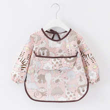 儿童罩衣防水长袖反穿衣宝宝吃饭衣围裙纯棉小孩罩衣婴儿围兜护衣