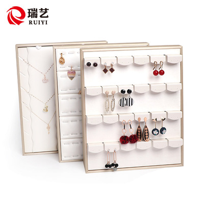 高檔皮革立式首飾架戒指耳環項鏈吊墜展示架珠寶店櫃台首飾道具