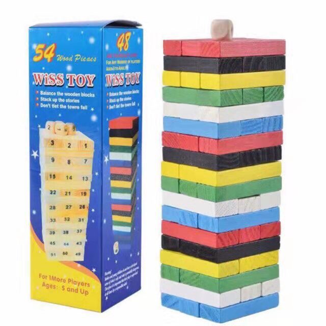 54-pack colorido de los niños apilados altos bloques de construcción montaje de grandes capas digitales cordón juguetes de madera