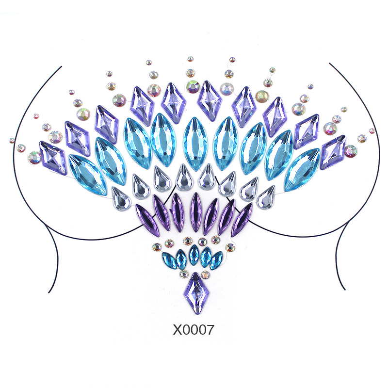 Europa y América sexy cuerpo de diamantes de imitación de cristal del pecho pegatinas de diamante tatuaje fabricantes de pegatinas de diamante en stock pegatinas de tatuaje autoadhesivas transfronterizas