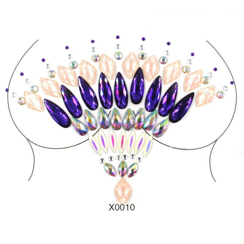 Europa y América sexy cuerpo de diamantes de imitación de cristal del pecho pegatinas de diamante tatuaje fabricantes de pegatinas de diamante en stock pegatinas de tatuaje autoadhesivas transfronterizas