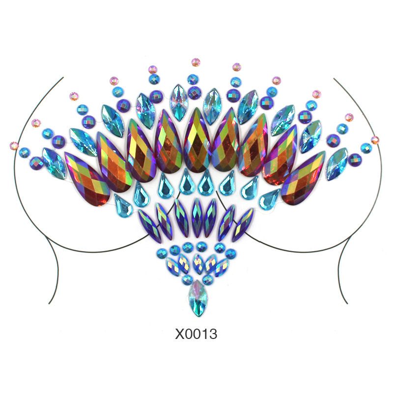 Europa y América sexy cuerpo de diamantes de imitación de cristal del pecho pegatinas de diamante tatuaje fabricantes de pegatinas de diamante en stock pegatinas de tatuaje autoadhesivas transfronterizas