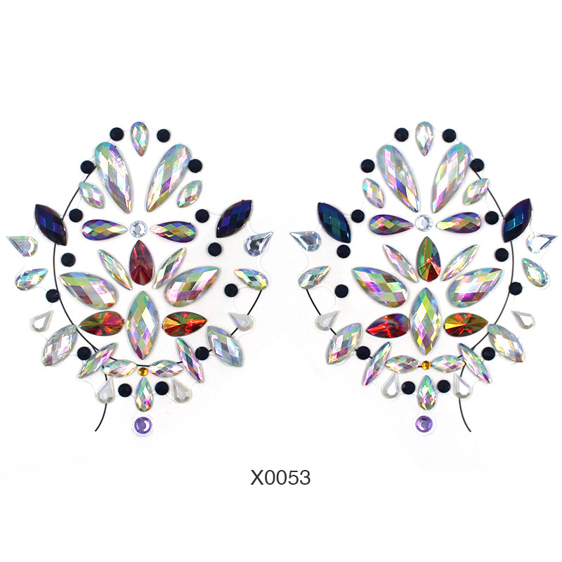 Europa y América sexy cuerpo de diamantes de imitación de cristal del pecho pegatinas de diamante tatuaje fabricantes de pegatinas de diamante en stock pegatinas de tatuaje autoadhesivas transfronterizas