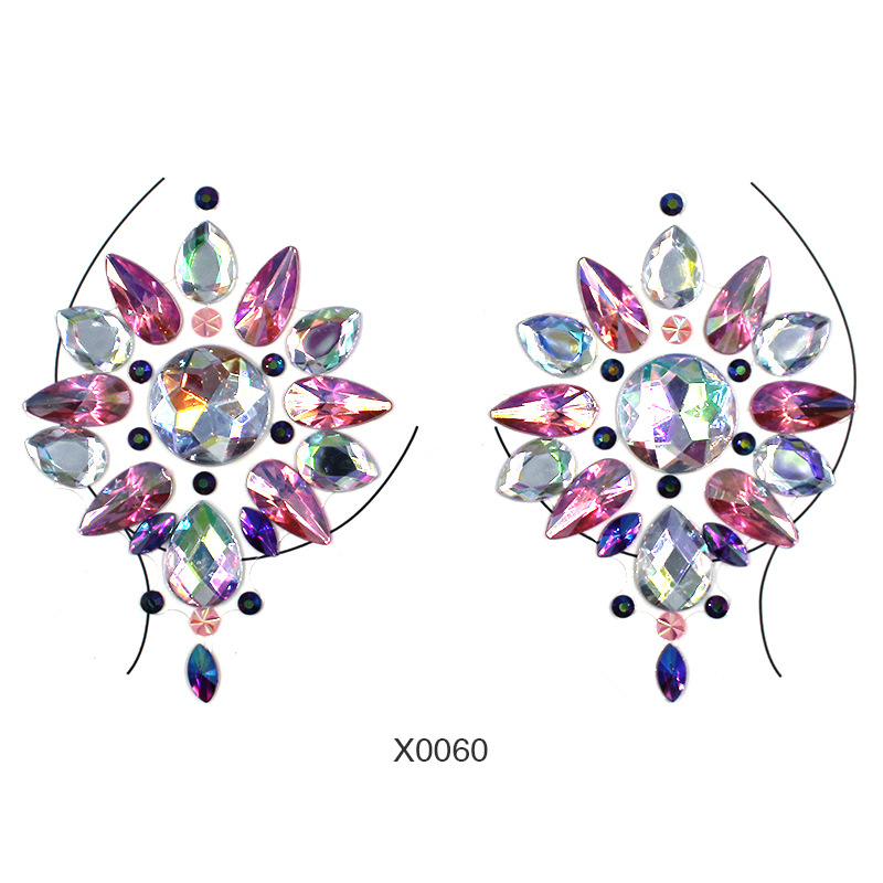 Europa y América sexy cuerpo de diamantes de imitación de cristal del pecho pegatinas de diamante tatuaje fabricantes de pegatinas de diamante en stock pegatinas de tatuaje autoadhesivas transfronterizas