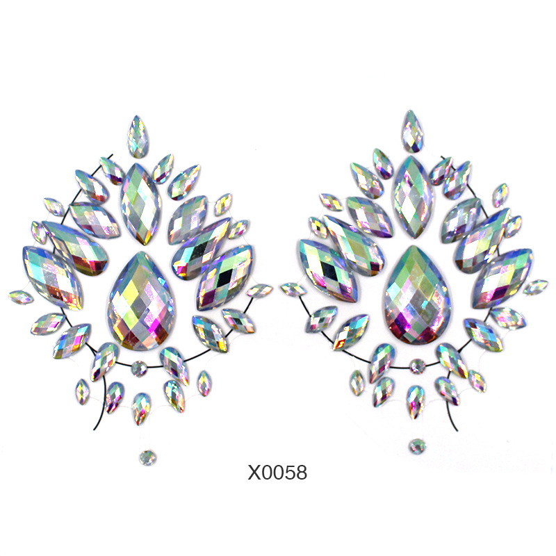 Europa y América sexy cuerpo de diamantes de imitación de cristal del pecho pegatinas de diamante tatuaje fabricantes de pegatinas de diamante en stock pegatinas de tatuaje autoadhesivas transfronterizas