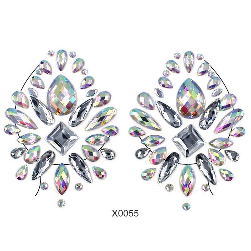 Europa y América sexy cuerpo de diamantes de imitación de cristal del pecho pegatinas de diamante tatuaje fabricantes de pegatinas de diamante en stock pegatinas de tatuaje autoadhesivas transfronterizas