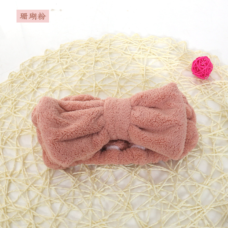 Estilo coreano de terciopelo coral arco pelo banda lavado de cara maquillaje pelo banda moda yoga deportes lindo pelo banda señoras