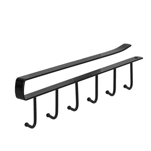 Kitchen Iron Traceless Nail-free Hook Cabinet Storage Hanger Multi-functional Row Hook Wardrobe 6-Hook Organizing Rack