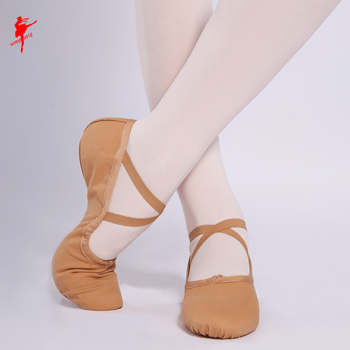 Red dance shoes children's soft sole adult men's and women's dance shoes cat claw canvas practice ballet shoes 1002F