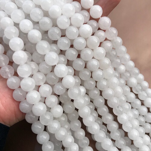 Natural white jade loose beads, white chalcedony round beads, White Jade beads, semi-finished products, DIY wholesale manufacturers direct supply