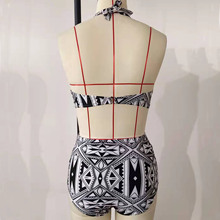 厂家复古波点 欧美保守分体泳装批发 女士性感高腰比基尼玫瑰泳衣