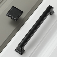 Diyin cabinet drawer handle American black wardrobe door handle modern simple European cabinet sand black aluminum handle