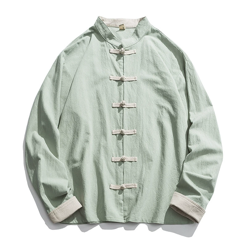 Китайская рубаха-ханьфу, oversize, хлопок и лён, осенняя коллекция 2021