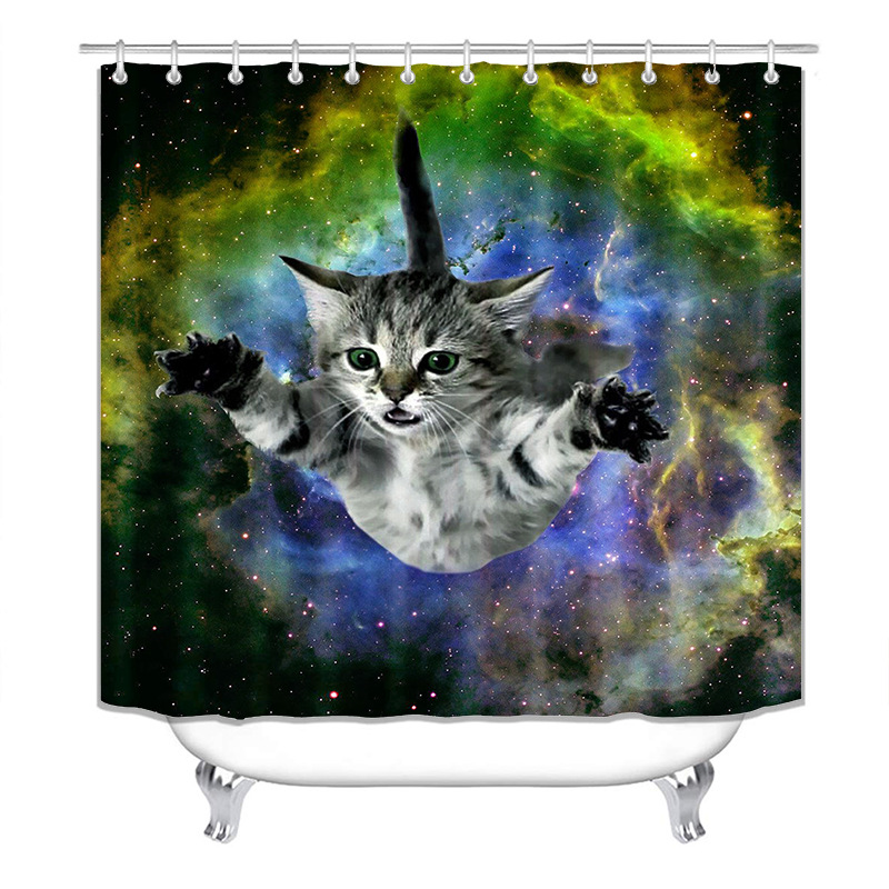 Suministro directo de fábrica 3D Impresión digital impermeable poliéster Cortina ducha al por mayor gato varios estilos Serie 2 Venta caliente