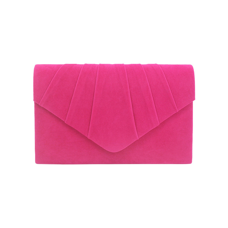 Factory Specializes in Fashionable European and American Style Women's Pure Color Velvet Pleated Dinner Bag Clutch Bag
