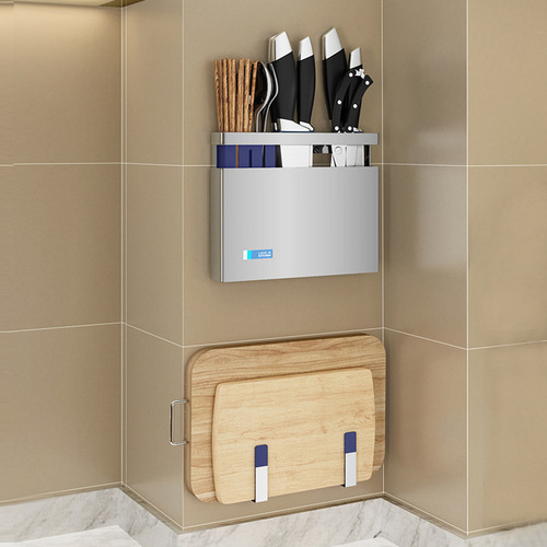No punching 304 stainless steel kitchen storage rack wall-mounted pot lid chopping board chopsticks kitchen utensils knife holder organizer storage rack