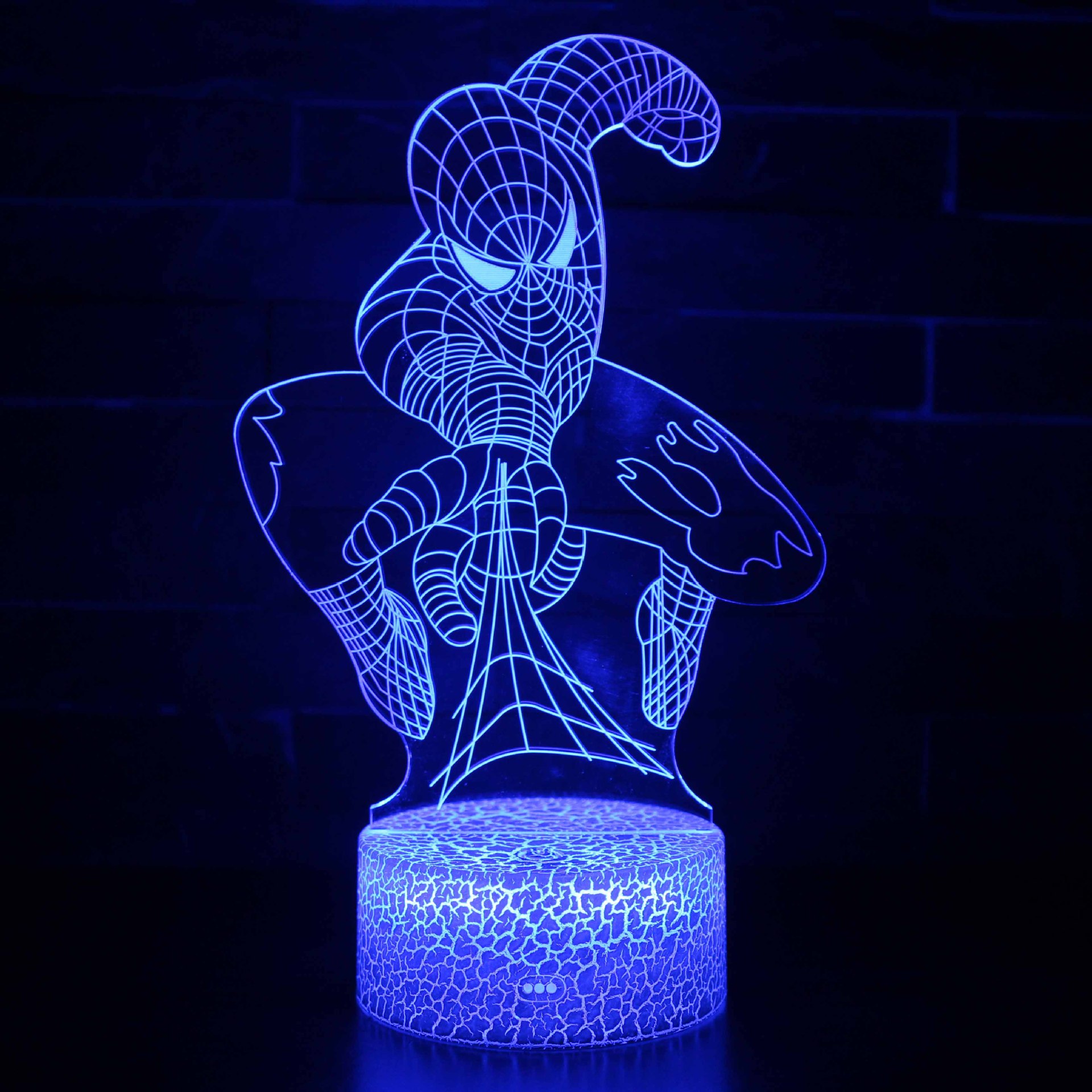 Cruz-frontera Spider-Man serie 3D noche luz creativa USB plug-in colorido noche luz al por mayor LED lámpara de mesa de regalo