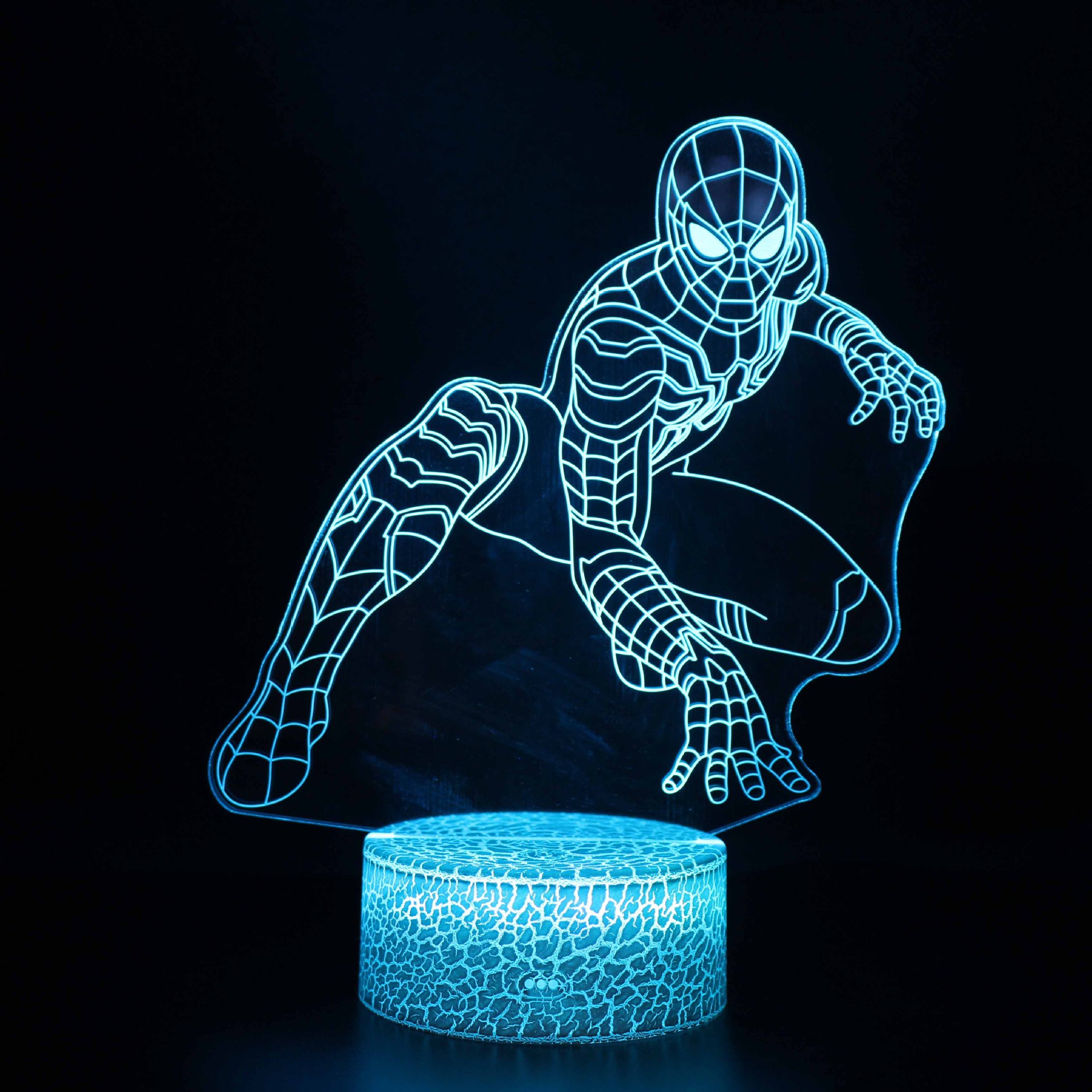 Cruz-frontera Spider-Man serie 3D noche luz creativa USB plug-in colorido noche luz al por mayor LED lámpara de mesa de regalo