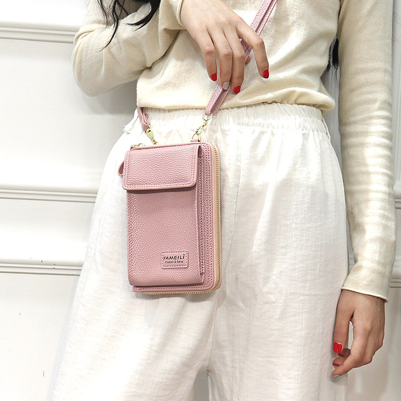 2023 nuevo PU cuero de la bolsa de teléfono móvil de gran capacidad de hombro bolsa de mensajero de las mujeres de estilo coreano vertical pequeña bolsa cuadrada de moda