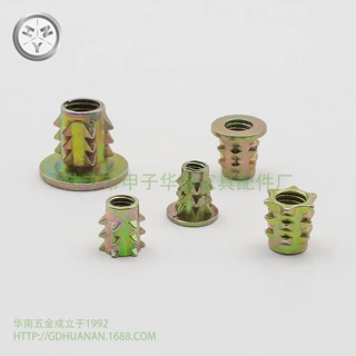 M4M5M6M8锌合金内外牙螺母 带介无介家具刺母 家具预埋螺母