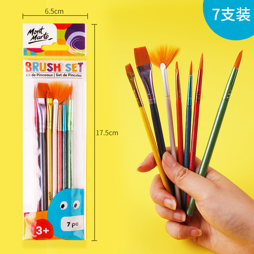 Montmartre Children's Gouache Paint Brushes Training Institution Wholesale Colored Nylon 6-Piece Set Gouache Acrylic Paint Brushes