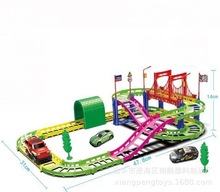 創意拼裝電動城市軌道合金車過家家兒童卡通早教玩具擺地攤批發