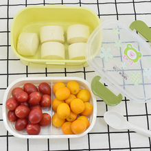厂家批发塑料饭盒分格餐盒双层饭盒便当盒学生午餐盒长方形