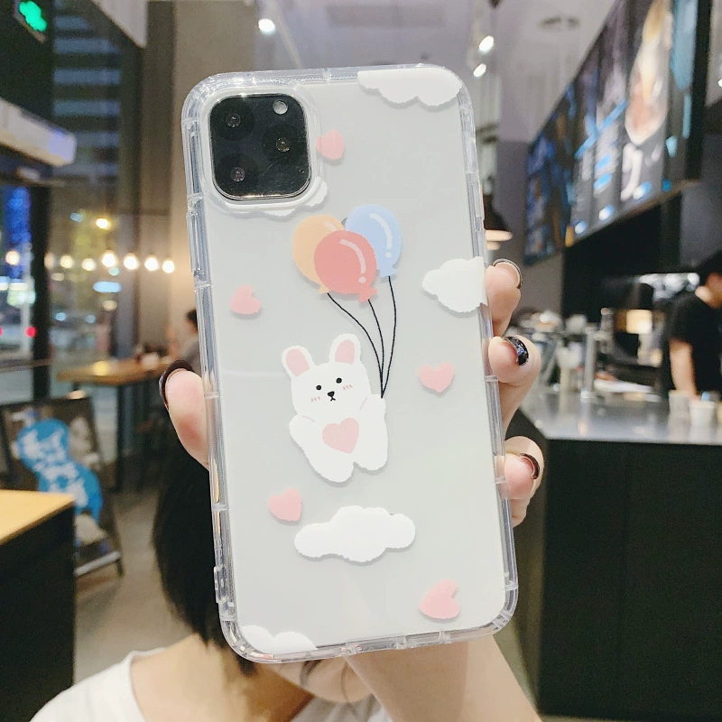 Apple, мультфильм совместимый чехол для любимого, iPhone 15, кролик, iPhone, 15прмакс, с маленькими медведями