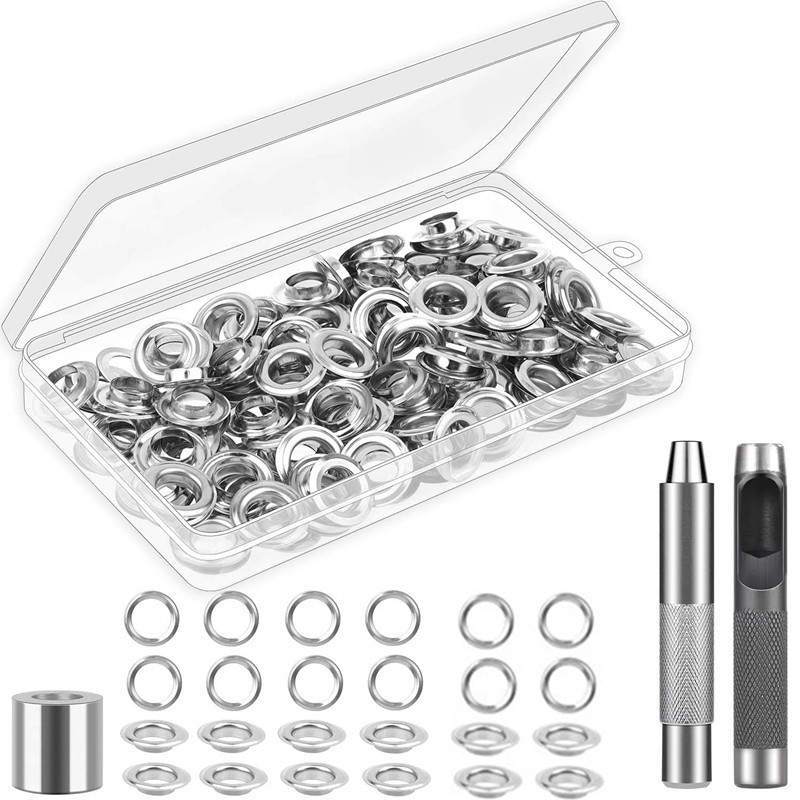 120 sets de diámetro interior 12MM cinturón de aire herramientas de instalación en caja callos zapato agujero de lona hebilla ojal para transfronteriza