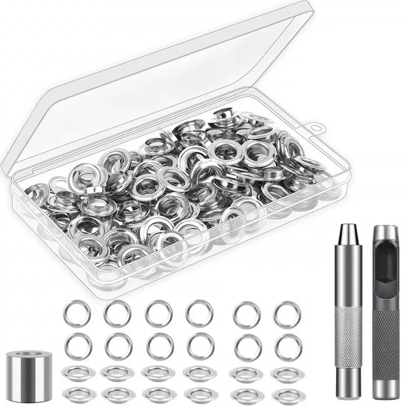 120套内径12MM气眼 带安装工具 盒装鸡眼 鞋眼 帆布扣 索环供跨境