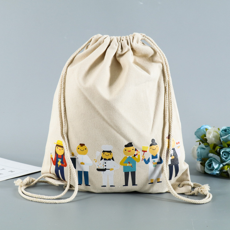 棉布帆布束口袋定制LOGO 抽绳帆布袋 拉绳肩背束口袋