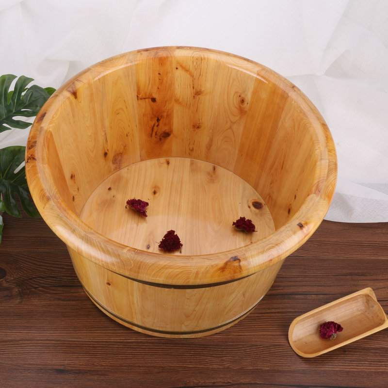 Sichuan cypress foot bath basin foot soaking wooden bucket foot care room foot bath basin 26 round edge fragrant cypress foot bath basin wooden bucket