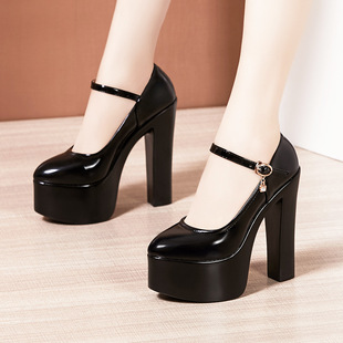 �����15CM���^���㳬�߸�ЬŮ��׷�ˮ̨��a��Ƥ����ģ���ݳ�Ь