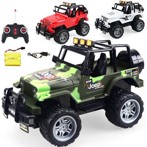 【】Electric children's four-way remote control car toy 1:18 off-road vehicle racing model toy rechargeable