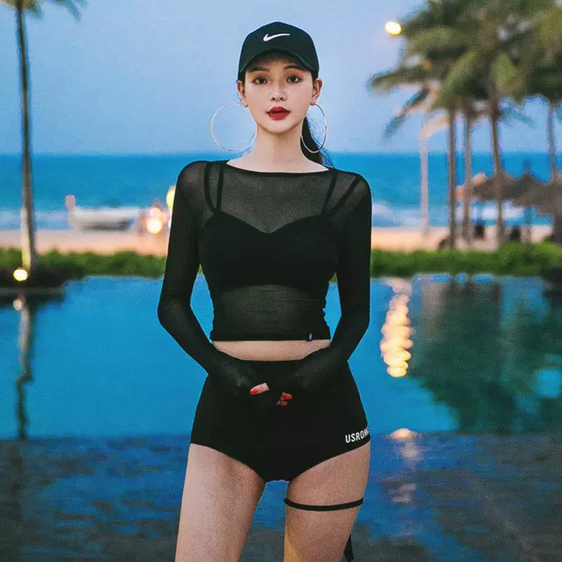 韩国ins泳衣女热销比基尼防晒罩衫分体泳衣游泳涉水运动外贸泳衣